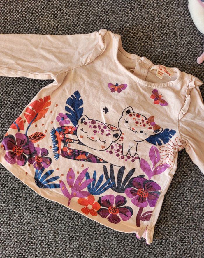 T-shirt ML fille DPAM 12 mois - photo numéro 2