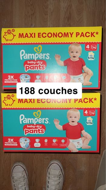 2 Carton  Couche Pampers taille 4 pants