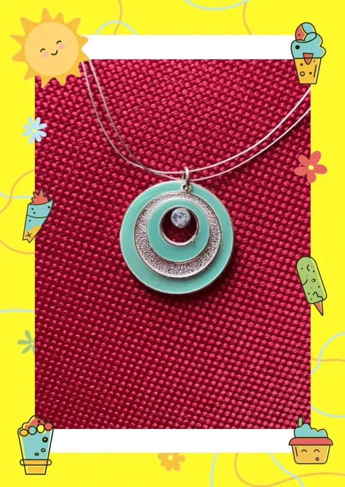 Collier vert menthe argenté - photo numéro 3