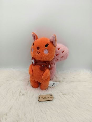 Doudou peluche Écureuil Orange Rose DPAM