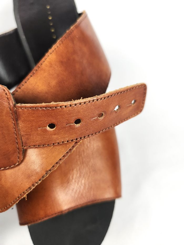 Sandales Sisley Femme Cuir Marron Plateformes Compensées Taille 38 - photo numéro 10