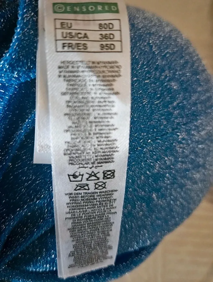 Maillot de bain 2 pièces bleu pailleté Censored Taille 38 et 95 D Neuf - photo numéro 8