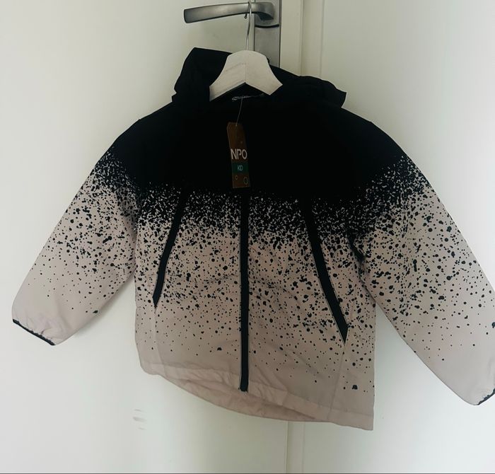 Veste  a capuche mixte manches longe beige /noir 8 ans - photo numéro 5