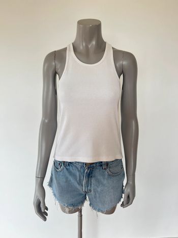 Ay the label top côtelé Billie blanc taille S