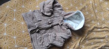 Caban côtelé doublé zippé capuche