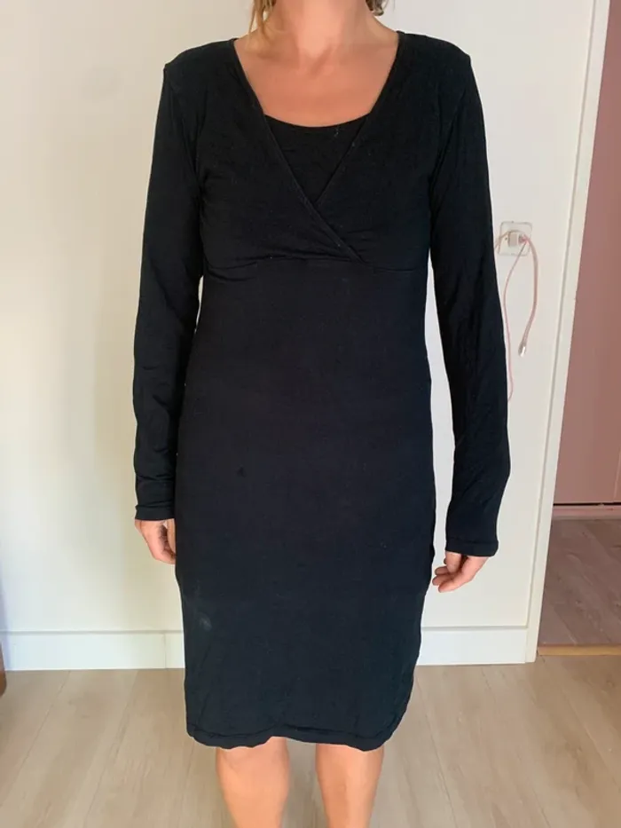 🤰Robe maternité/allaitement – Taille L – noire – Manches longues – Marque ML