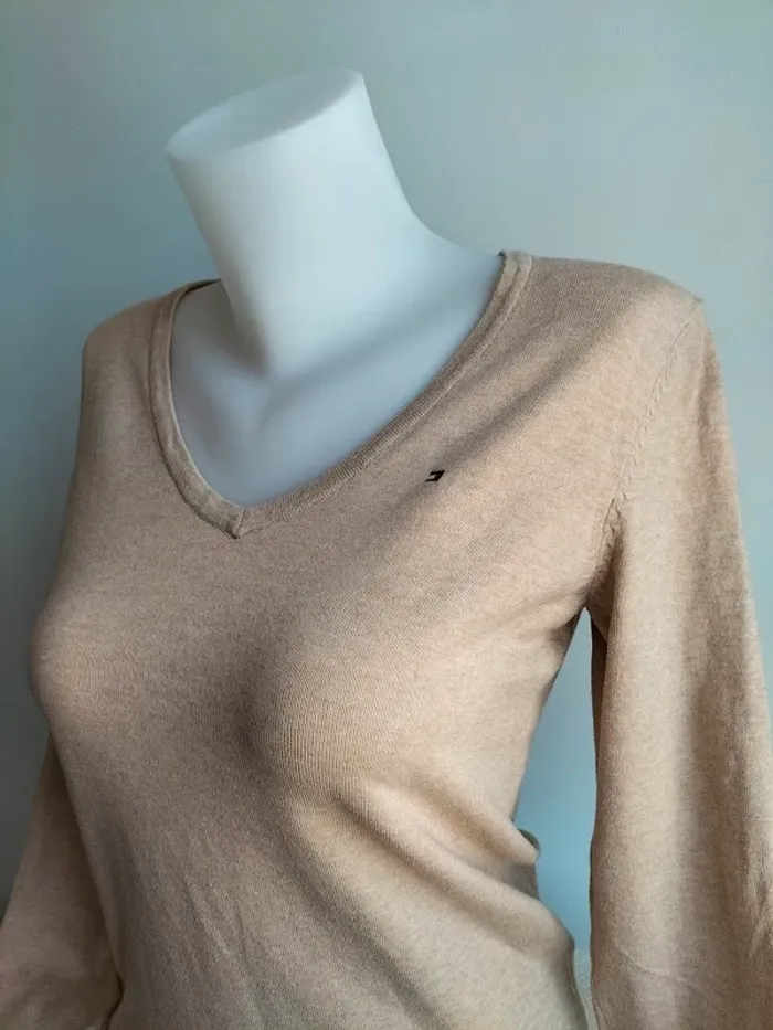 Pull Femmes Col V 100% Coton - Tommy Hilfiger - Taille M - photo numéro 2