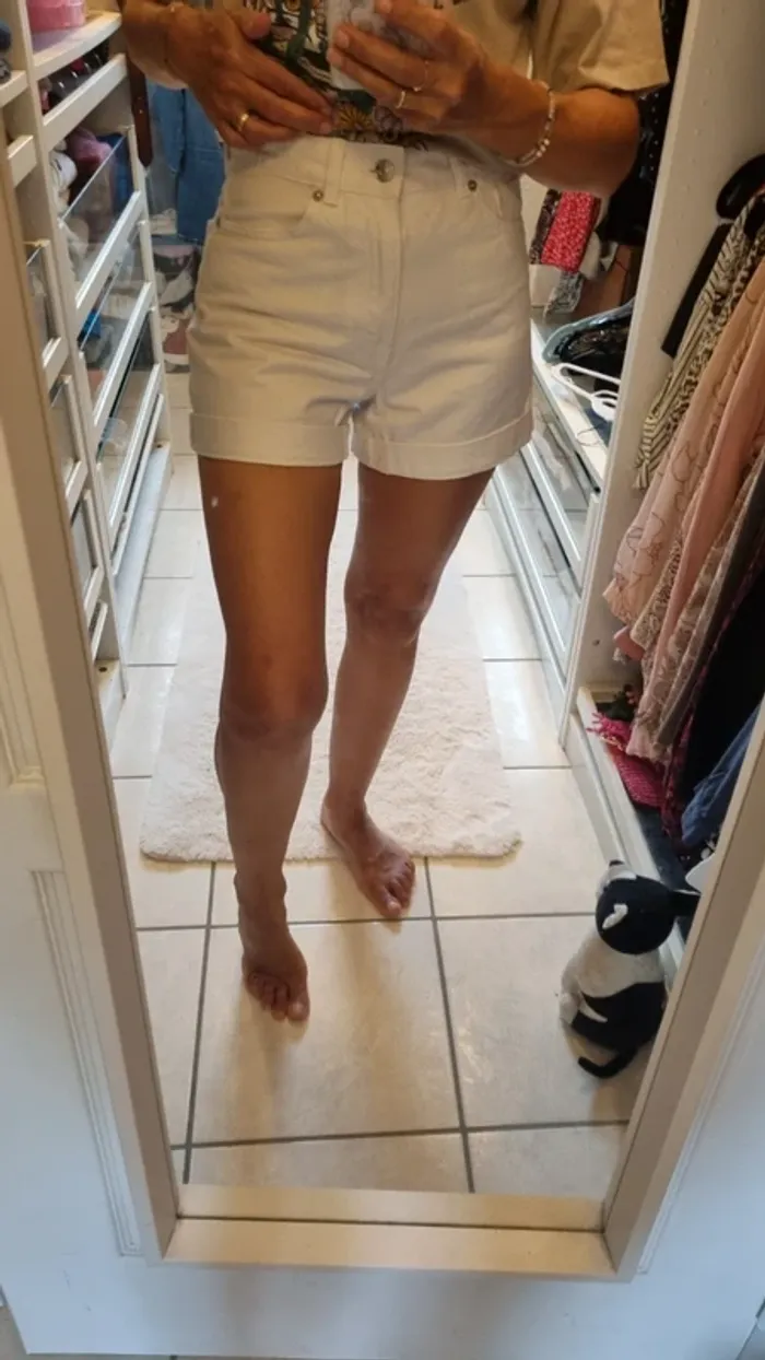 Short en jean blanc Mango taille 36 - photo numéro 3