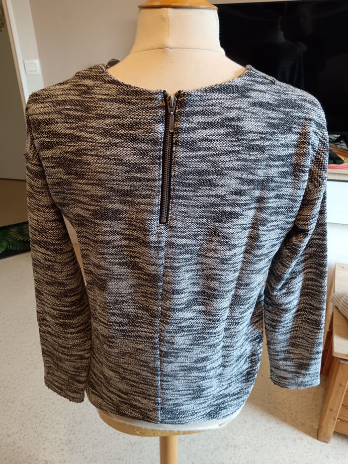 Pull camaïeu gris blanc M - photo numéro 4