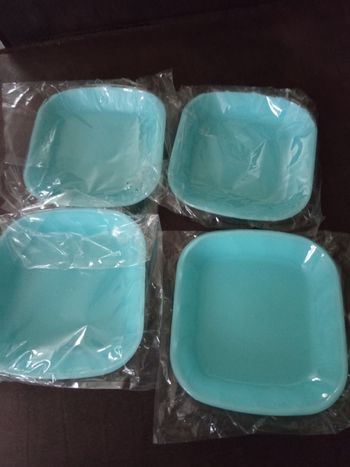 Ensemble de 4 petites Assiettes Bleues en plastique dur - Neuves