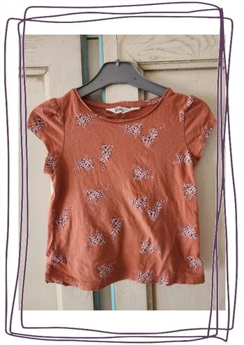 Tshirt ocre fille motifs animaux léopard H&M