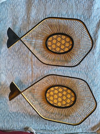 2 plateau Corbeil a pain poisson style art déco vintage 