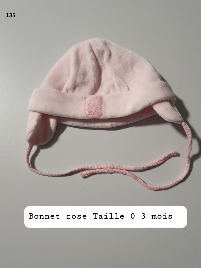 Bonnet rose velour Taille 0 3 mois