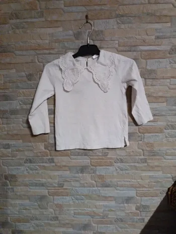 T-shirt blanc col dentelle Zara 3A