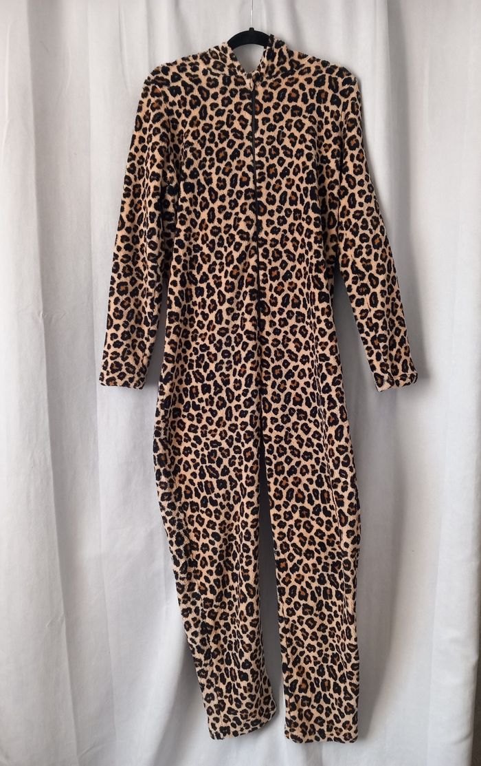 Combinaison à capuche doux chaud polaire pyjama léopard taille 36