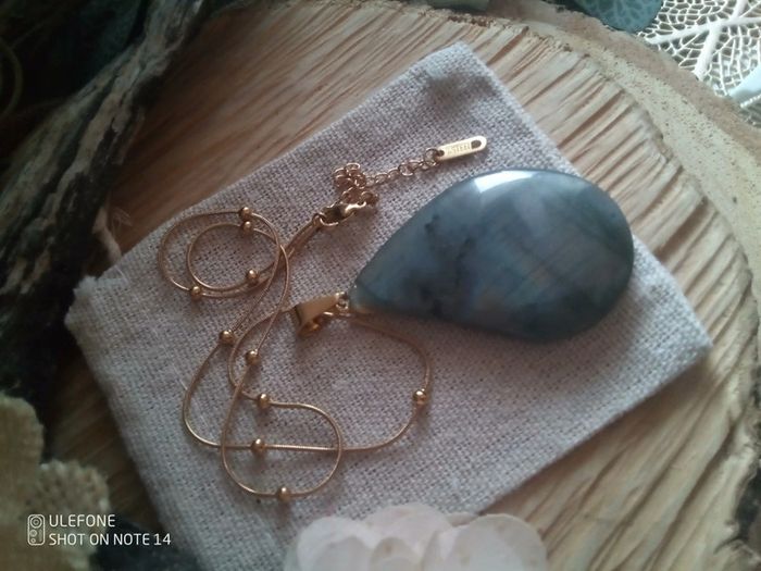 Collier labradorite pierre naturelle à flash bleu - photo numéro 5