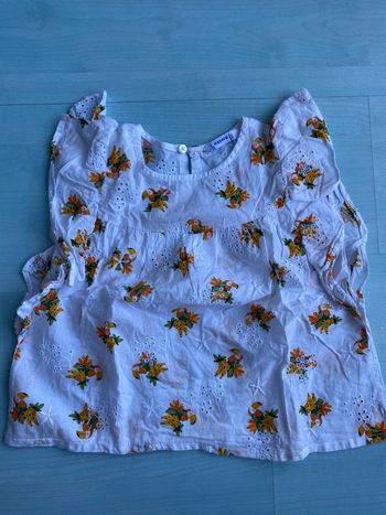 Top blanc broderie et perroquets mayoral 6 ans