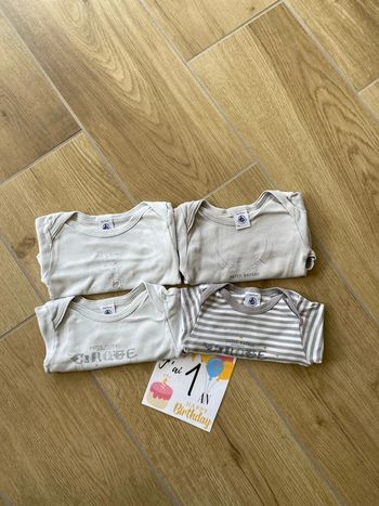 Lot 4 body manche longue petit bateau 12 mois