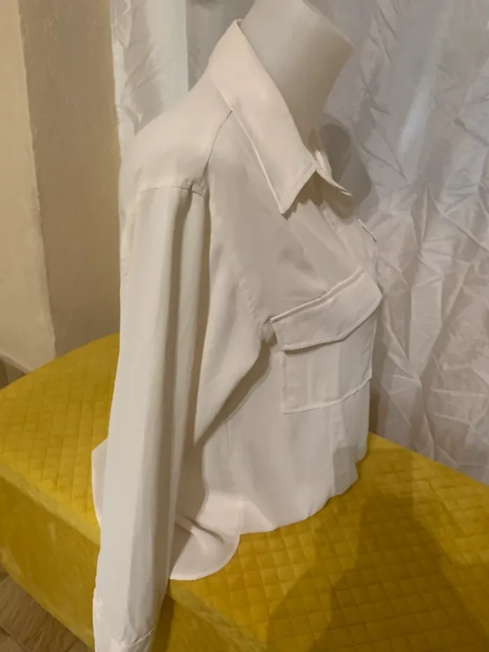 Chemise H&M blanc cassé manches longues taille S - photo numéro 4