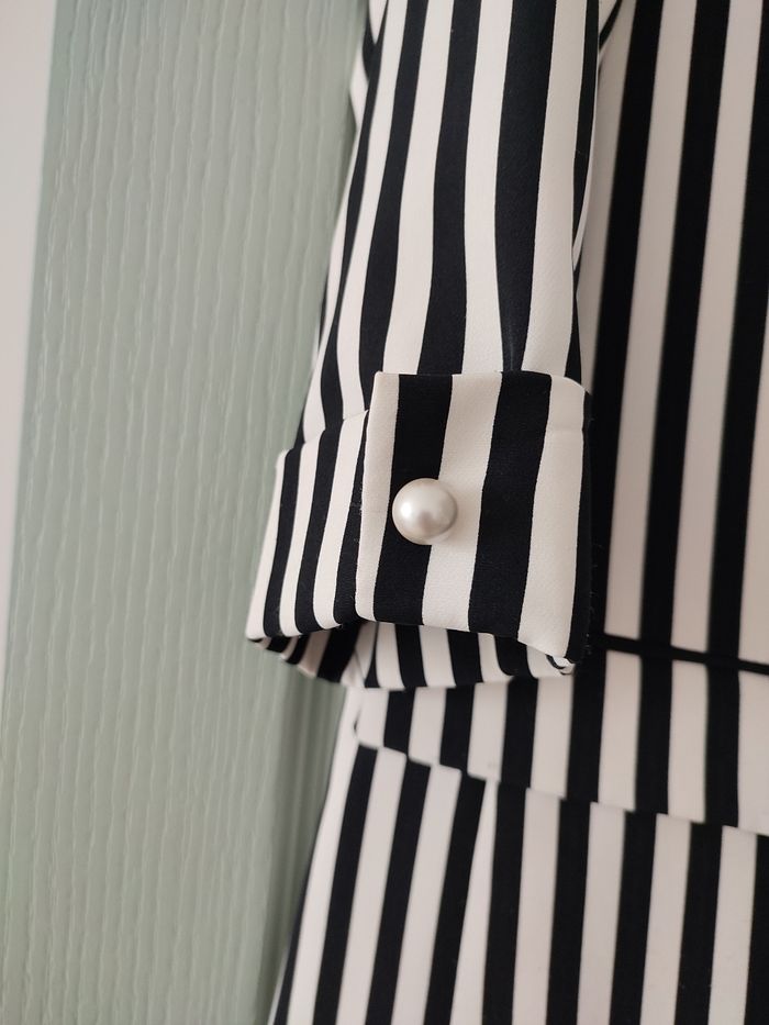 Blazer mi long rayé / à rayures manches 3/4 - photo numéro 3