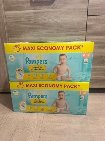 Lot de 2 paquets couche Pampers Premium Protection taille 3