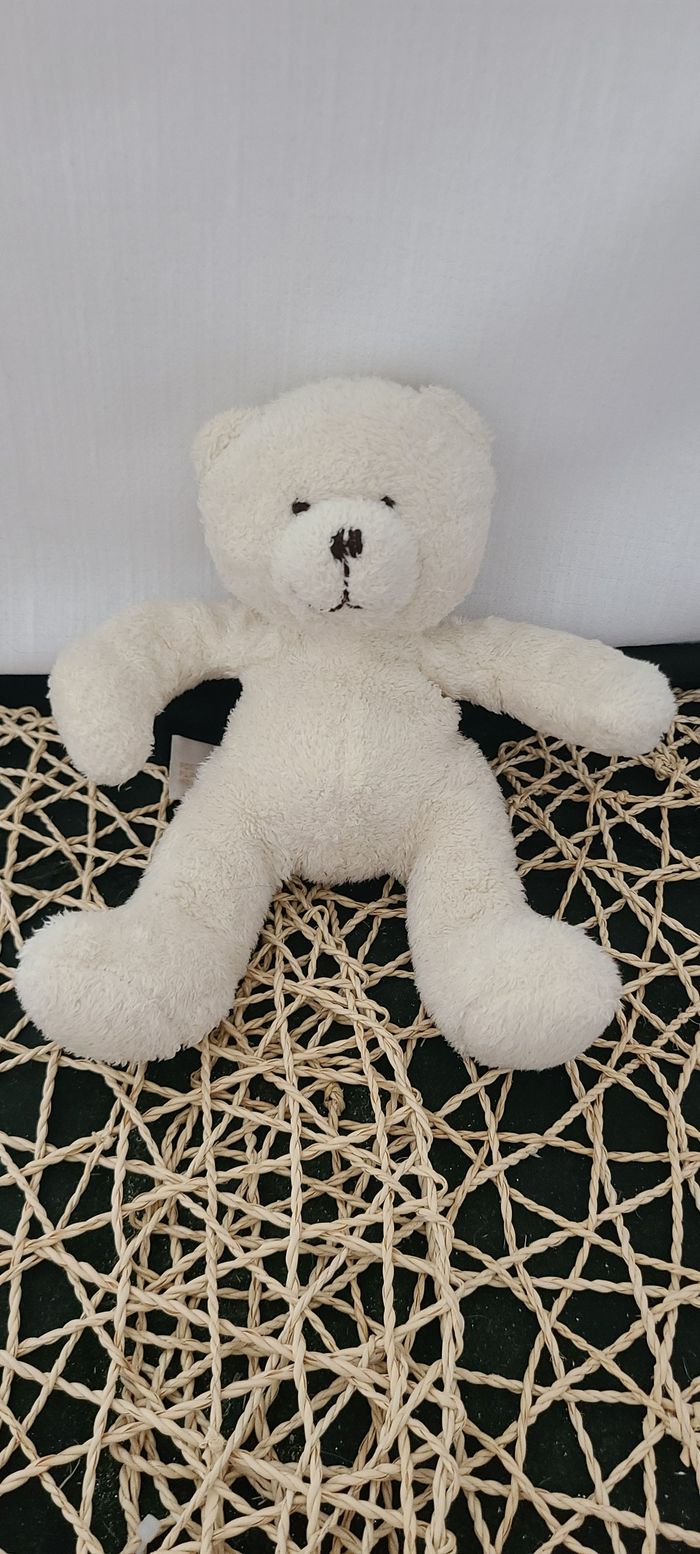 Doudou semi plat ours écru tiamo collection beige