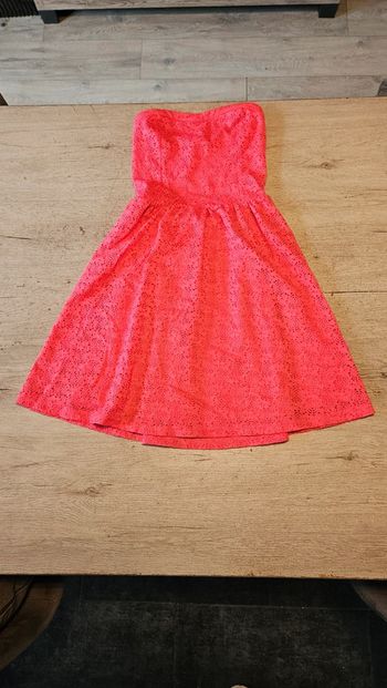 Robe bustier courte, en broderie, corail, My favorite Cache Cache, 34, nickel