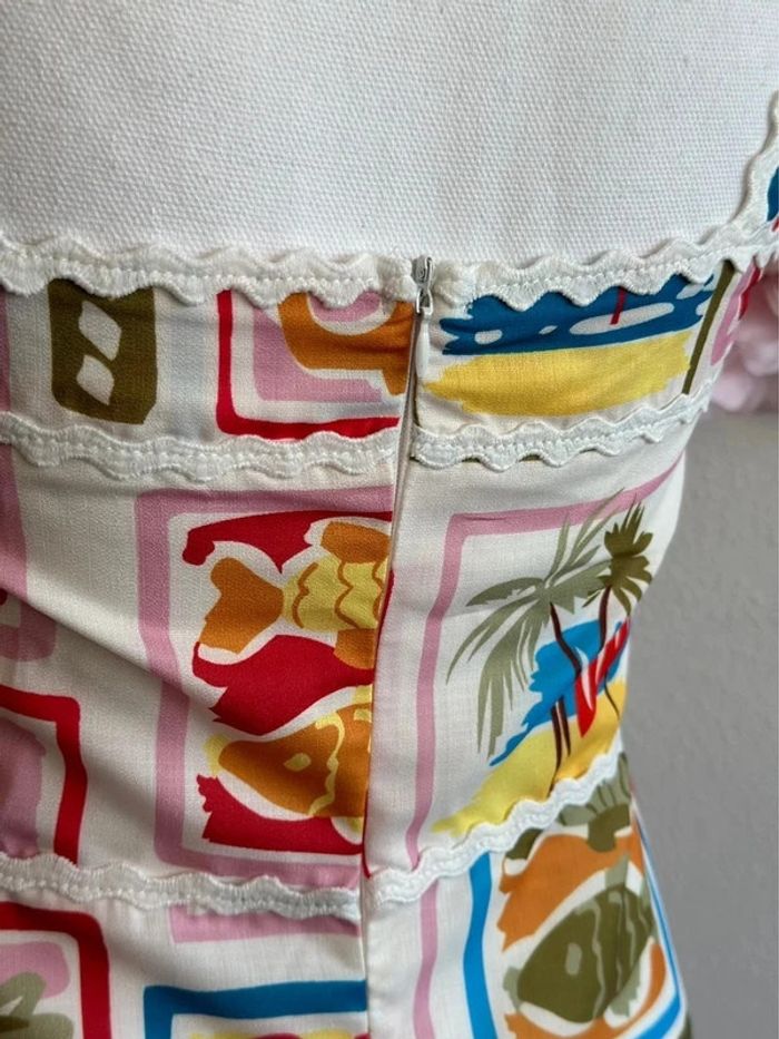 Belle robe longue d’été en lin à motifs colorés de plage taille S - photo numéro 7