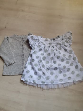 T-shirt et gilet gris taille 6 mois en très bon état