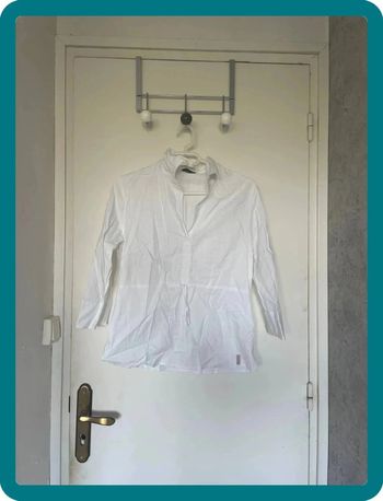 Chemise blanche rayure beige