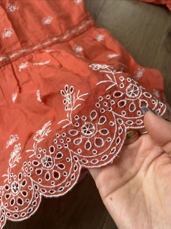 Robe corail brodée bohème Zara taille S - photo numéro 3