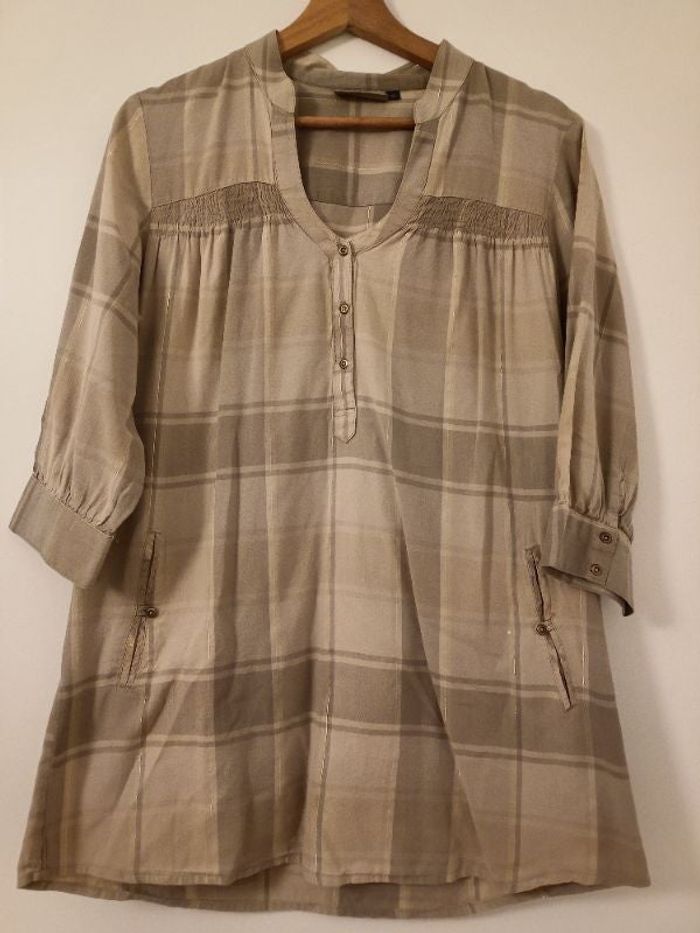 Chemise à carreaux beige T40