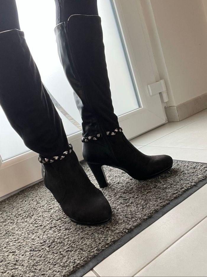 Bottes noires bi-matière Jacqueline Riu – T.39 (comme neuves) - photo numéro 2