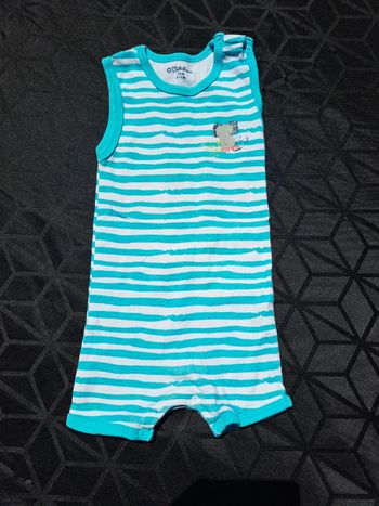 Barboteuse combishort bleu et blanc 18mois kitchoun