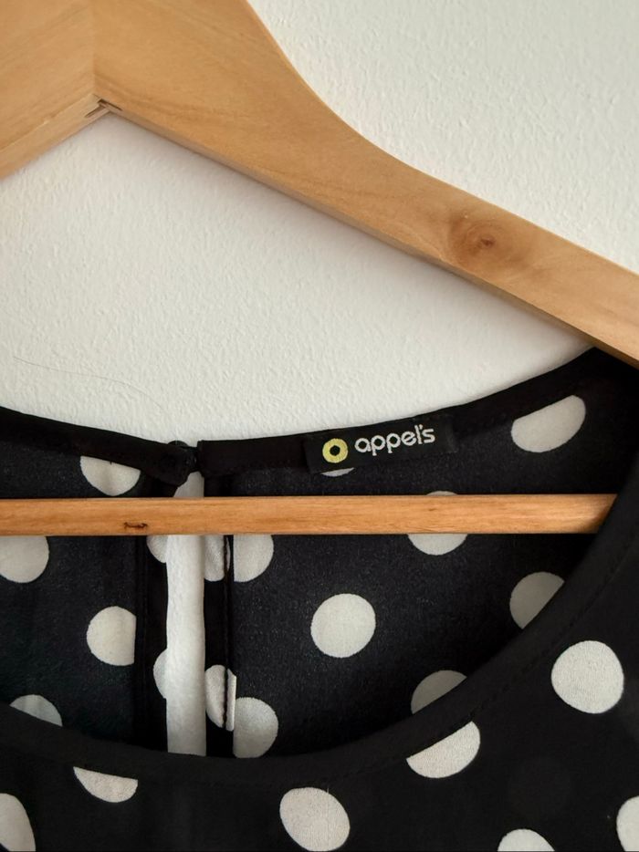 Robe épaules dénudée noir à motifs blanc appel’s taille 38 M - photo numéro 6