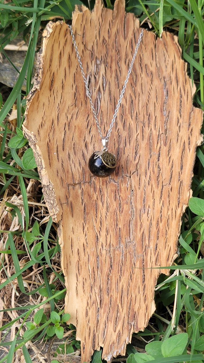 Collier de protection en Obsidienne œil céleste arbre de vie en acier inoxydable - photo numéro 4