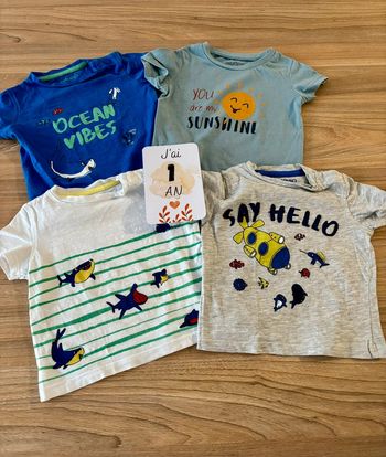 Lot T-shirt manches courtes été bébé garçon 12 mois