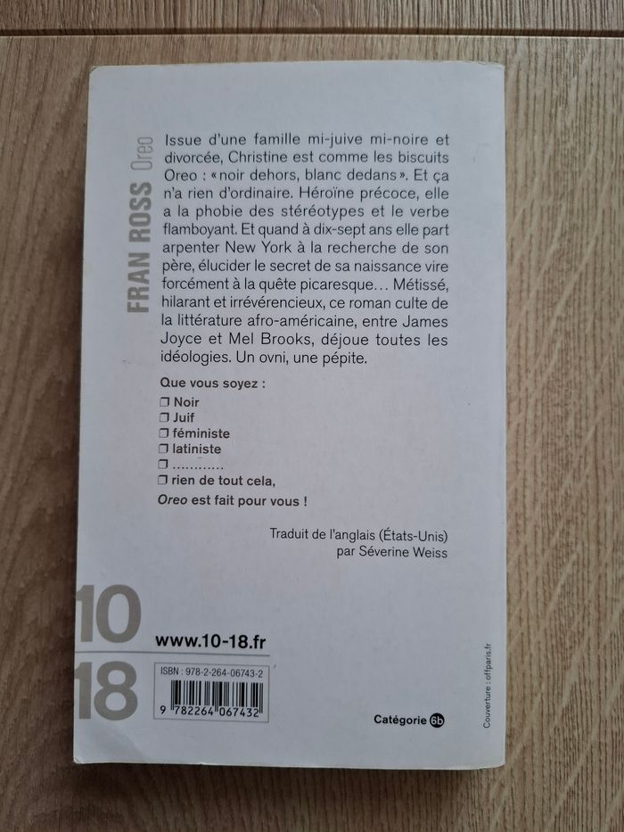 Roman Oreo de Fran Ross en bon état - photo numéro 2