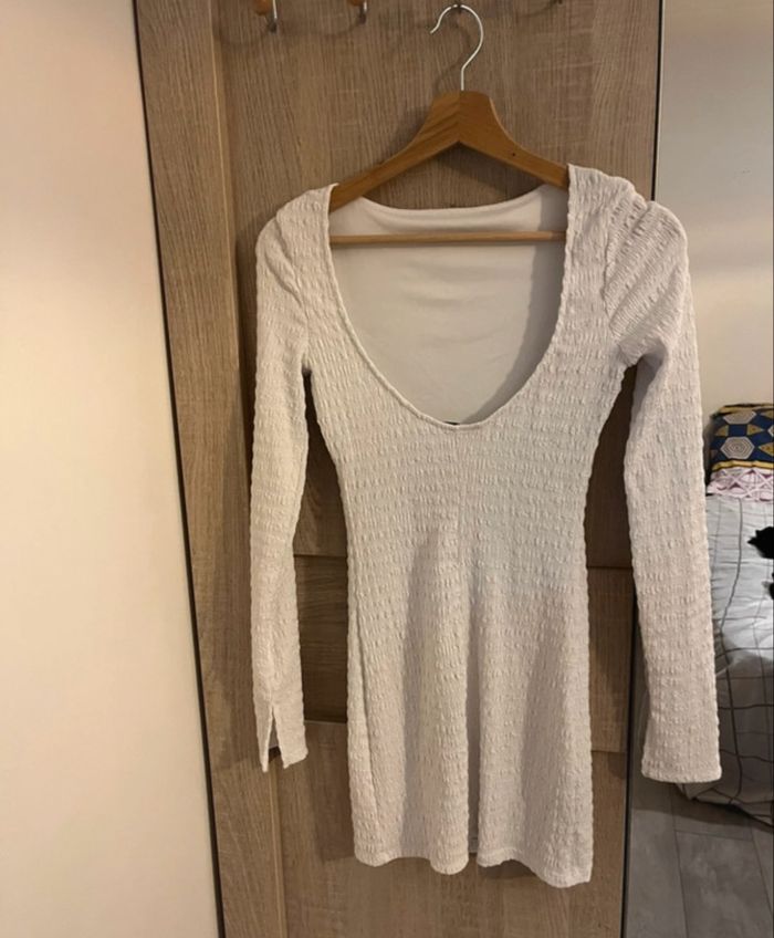 Robe courte manche longue blanche - photo numéro 2