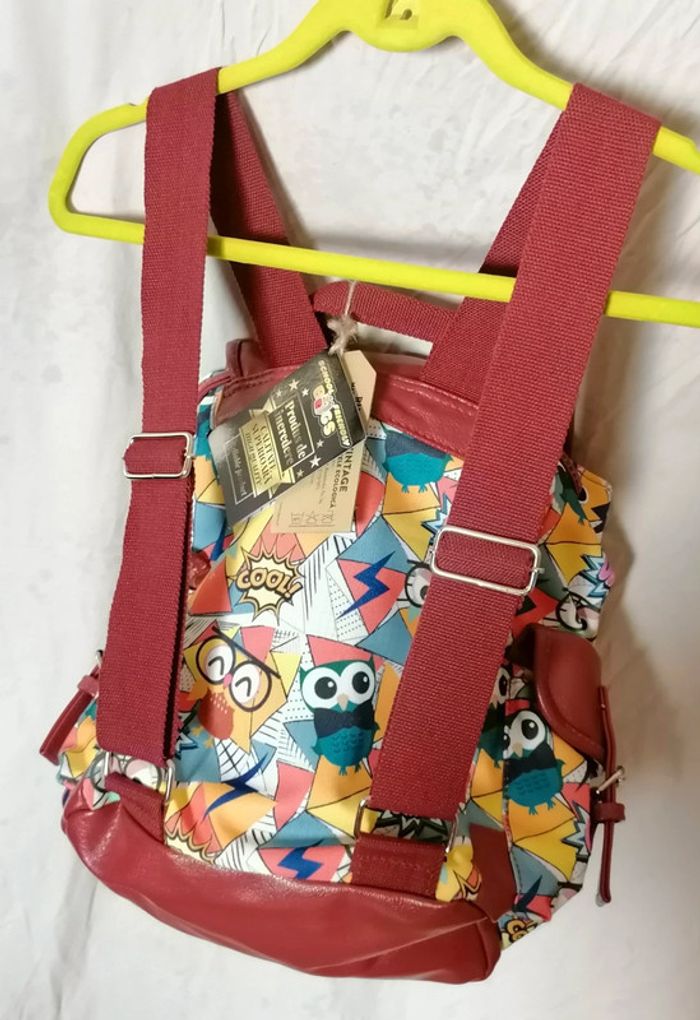 Sac à dos cuir écologique rouge multicolore manga Oxigen - photo numéro 7