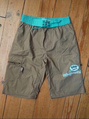 Short kaki turquoise surf In Extenso 6 ans garçon