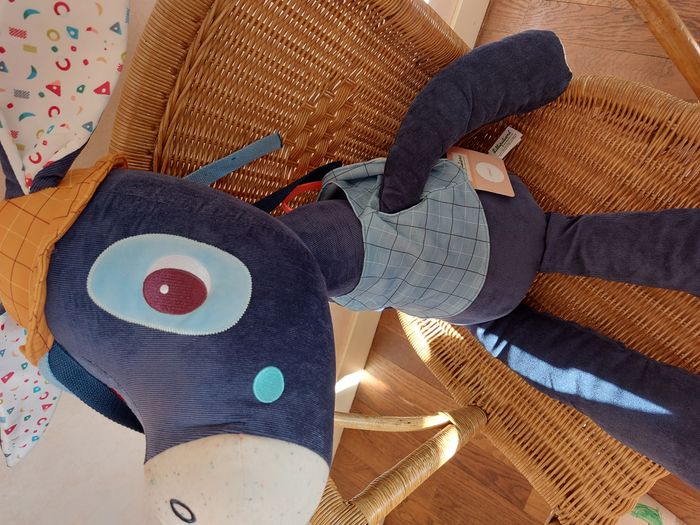 Peluche Lilliputiens Ignace âne velours bleu foncé 88cm - photo numéro 3
