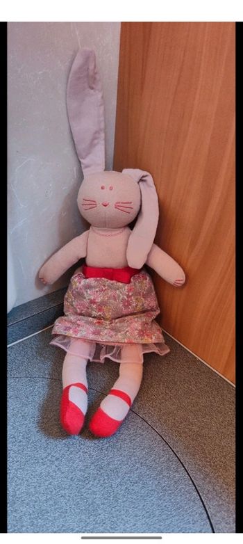 Lapin petit bateau rose liberty