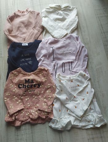 6 T-shirts manches longues 9 mois.