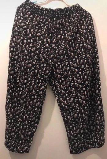 Pantalon femme kiabi large été noir fleuris taille 46