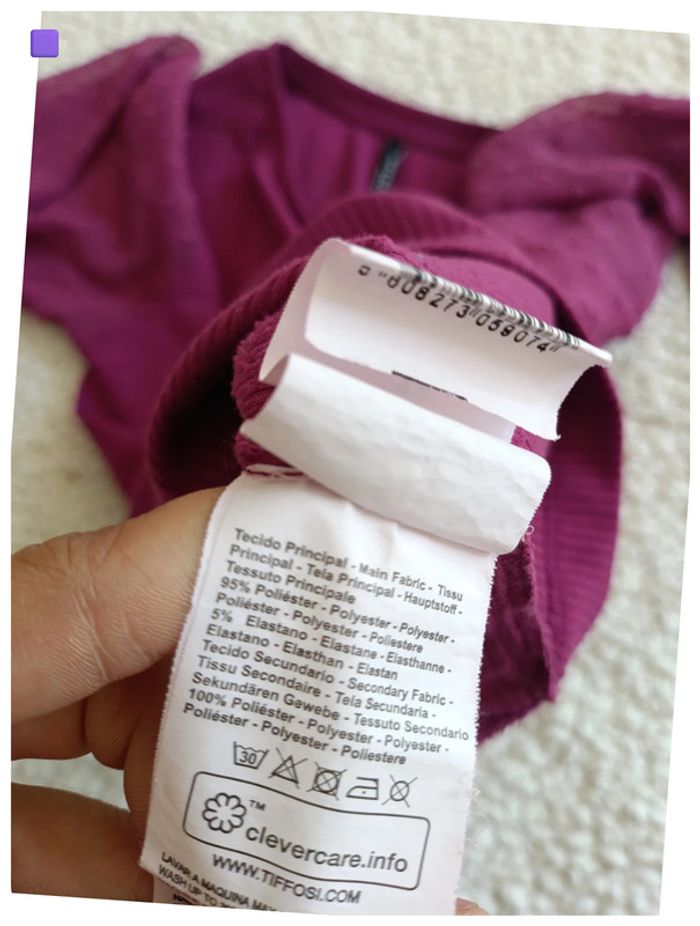 Haut violet manches longues Tiffosi XS vintage sexy - photo numéro 6