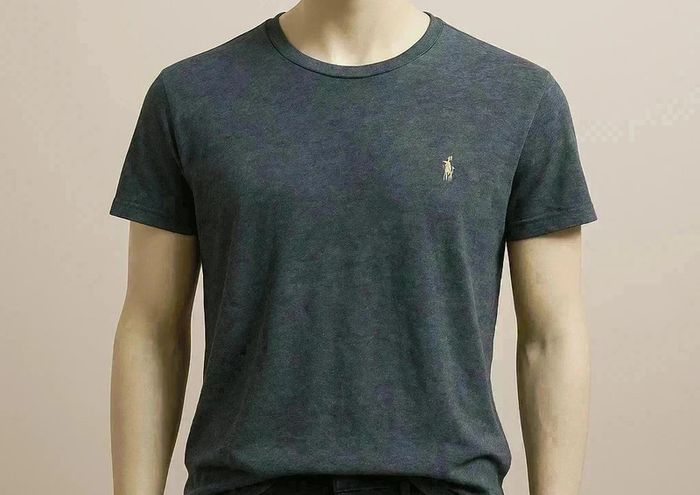 T-shirt Ralph Lauren bleu chiné – Très bon état vintage (taille M)