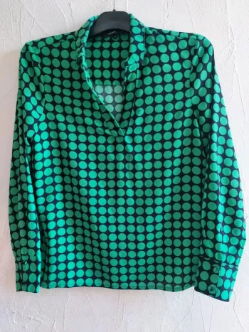 Chemisier à motif géométrique vert Taille M