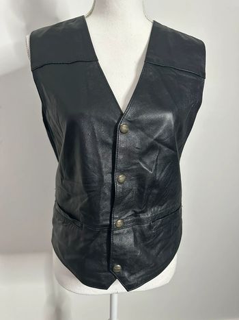 Veste sans manche en cuir véritable Vintage T44 XXL