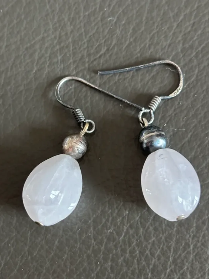 Boucles d’oreilles en argent et quartz rose - photo numéro 3